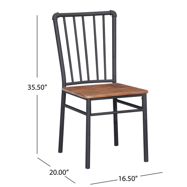 Gdf Studio Lucas Industrial Textured Brown Steel And Wood Finished Chairs (Set Of 2)