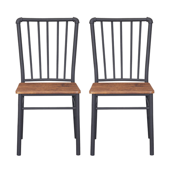 gdf studio Lucas Industrial Textured Brown Steel and Wood Finished Chairs (Set of 2)