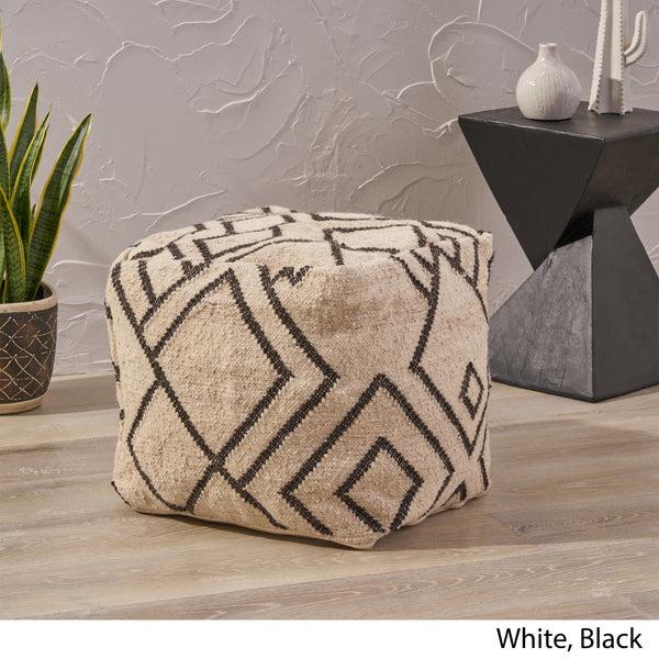 Gdf Studio Lucciano Boho Wool And Cotton Ottoman Pouf