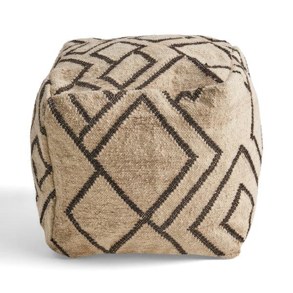 Gdf Studio Lucciano Boho Wool And Cotton Ottoman Pouf