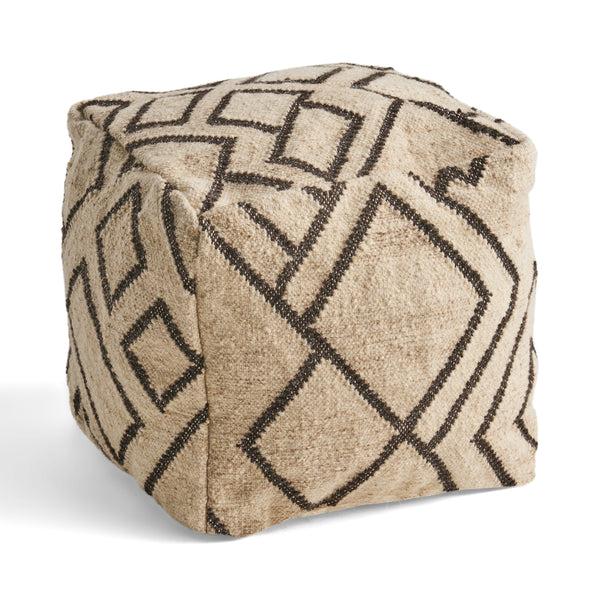 gdf studio Lucciano Boho Wool and Cotton Ottoman Pouf