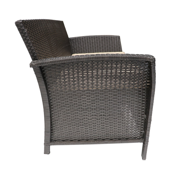 Gdf Studio Lucia Outdoor 6-Seater Wicker Conversation Set With Coffee Table