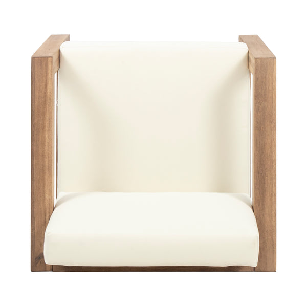 Gdf Studio Lucia Outdoor Wooden Club Chairs With Cushions (Set Of 2) Beige And Brown Finish