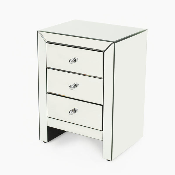 gdf studio Lucille Mirror Finished 3 Drawer Accent Table