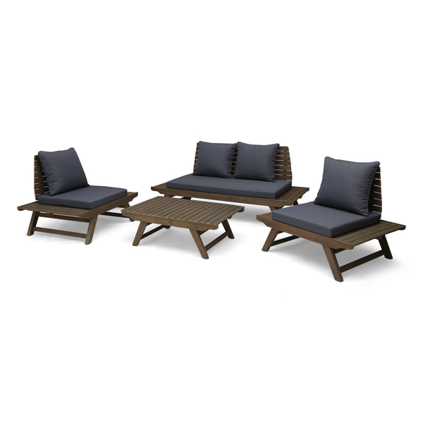 gdf studio Lucy Outdoor Acacia Wood 4 Seater Chat Set