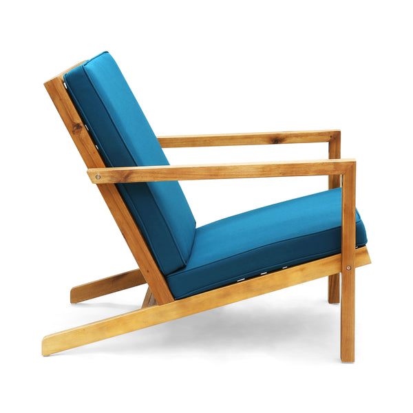 Gdf Studio Ludwig Outdoor Acacia Wood 3 Piece Chat Set With Cushions