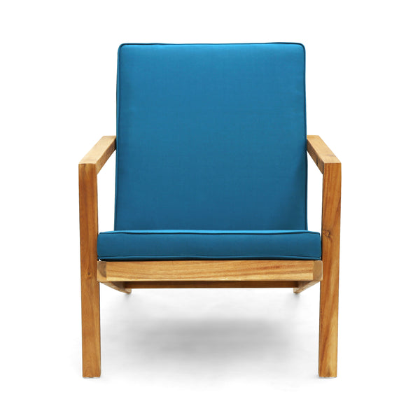 Gdf Studio Ludwig Outdoor Acacia Wood 3 Piece Chat Set With Cushions