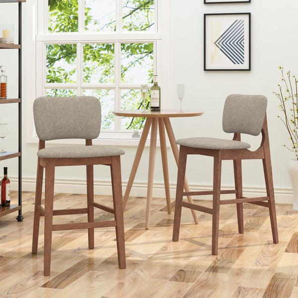 Gdf Studio Luella 42" Wooden Bar Chair With Fabric Seats (Set Of 2)