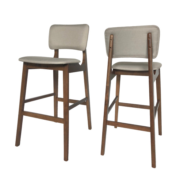 gdf studio Luella 42" Wooden Bar Chair with Fabric Seats (Set of 2)