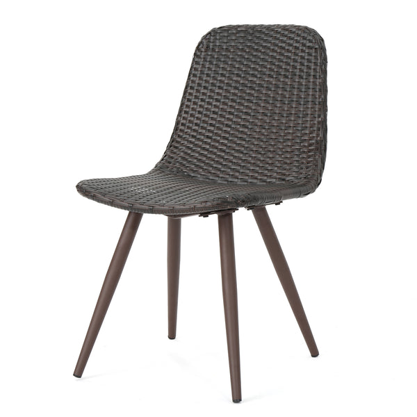 Gdf Studio Luka Outdoor 9 Piece Multi-brown Wicker 73.5 Inch Rectangular Dining Set