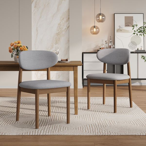 gdf studio Lumene Contemporary Upholstered Side Chair with Soild Wood Legs and Curved Back (Set of 2)