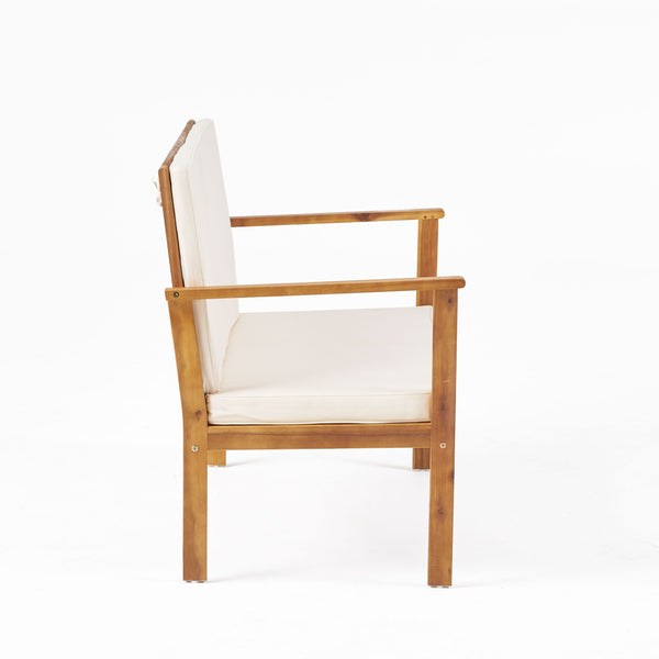 Gdf Studio Luna Outdoor Finished Acacia Wood Bench With Water Resistant Fabric Cushion