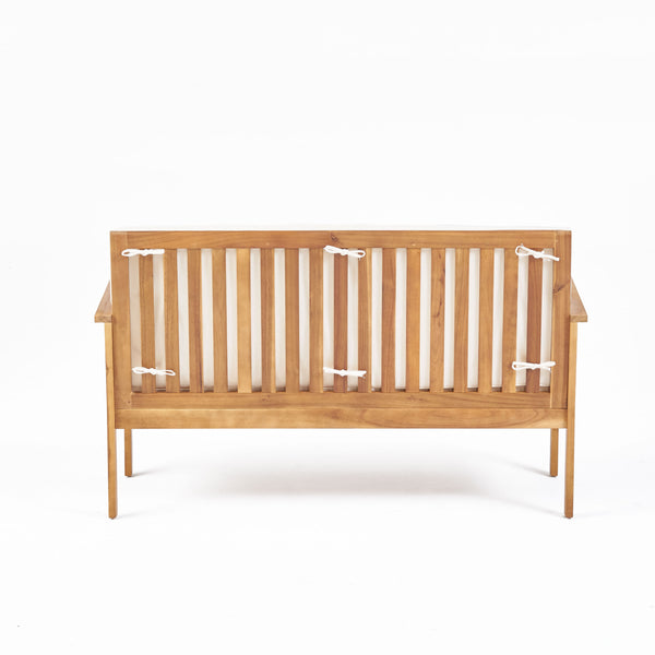 Gdf Studio Luna Outdoor Finished Acacia Wood Bench With Water Resistant Fabric Cushion