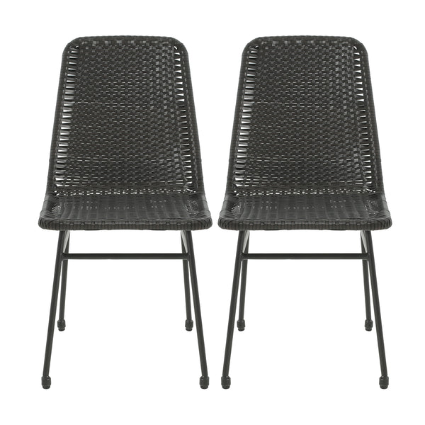 gdf studio Lunara PE Wicker Dining Chair Metal Base Set of 2