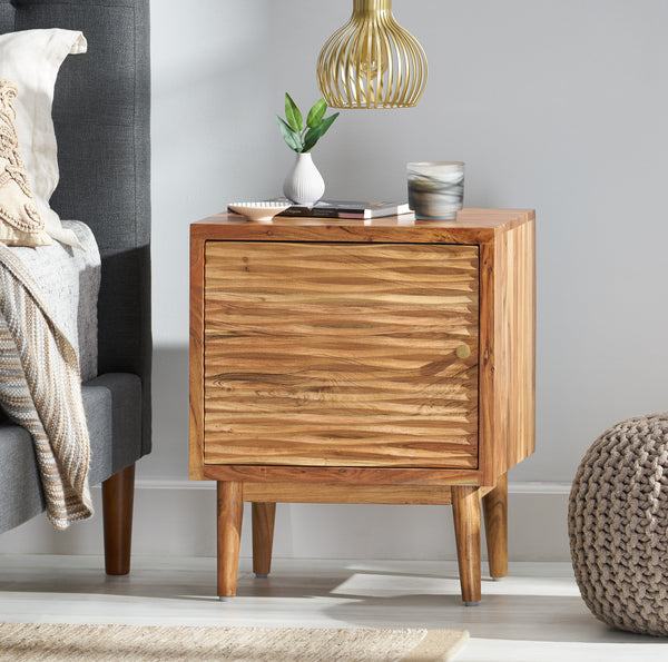 Gdf Studio Luttrell Handcrafted Boho Acacia Wood Nightstand Natural