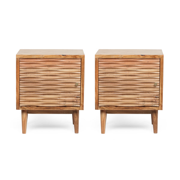 gdf studio Luttrell Handcrafted Boho Acacia Wood Nightstands Set of 2 Natural
