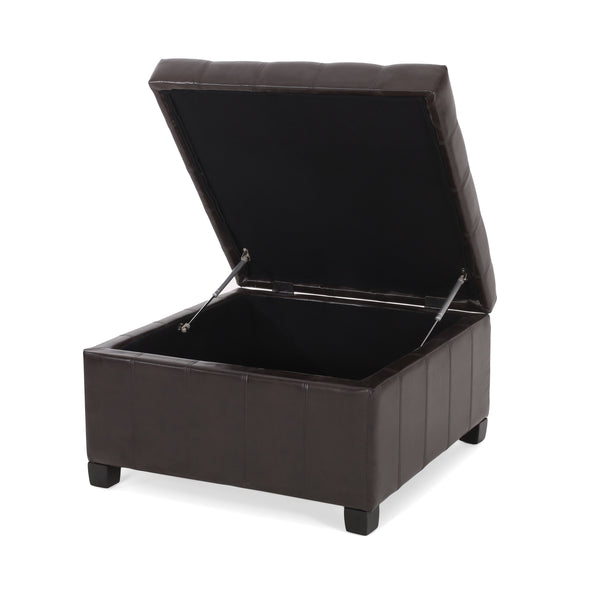 Gdf Studio Lyncorn Brown Bonded Leather Storage Ottoman