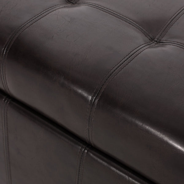Gdf Studio Lyncorn Brown Bonded Leather Storage Ottoman