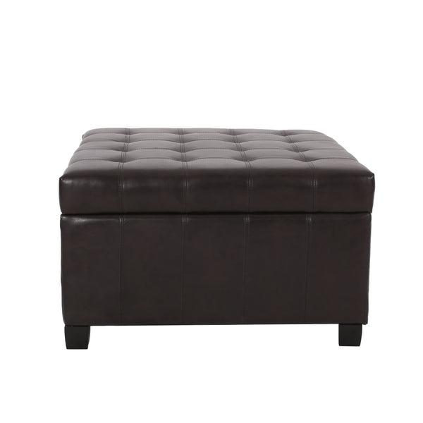 gdf studio Lyncorn Brown Bonded Leather Storage Ottoman