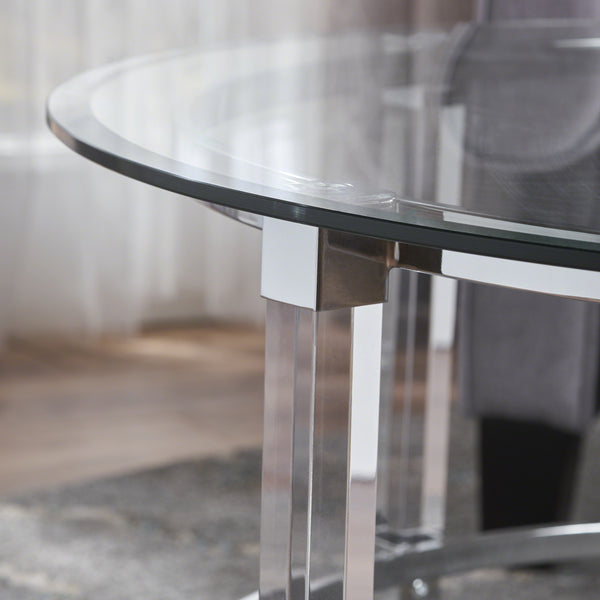 Gdf Studio Lynn Modern Round Tempered Glass Coffee Table With Acrylic And Iron Accents