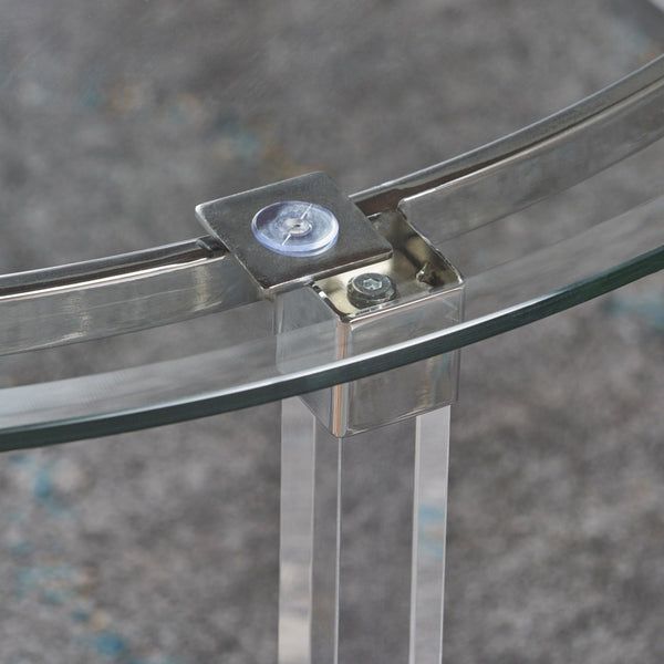 Gdf Studio Lynn Modern Round Tempered Glass Coffee Table With Acrylic And Iron Accents