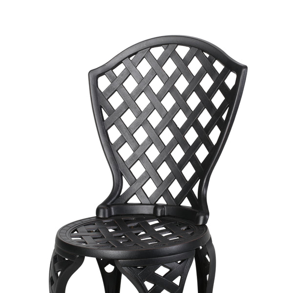 Gdf Studio Lyon Traditional Outdoor 3-Piece Black With Bronze Cast Aluminum Bistro Set