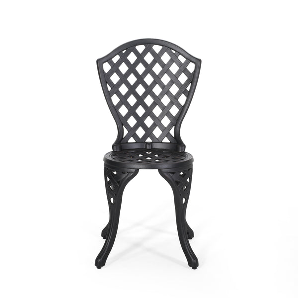 Gdf Studio Lyon Traditional Outdoor 3-Piece Black With Bronze Cast Aluminum Bistro Set
