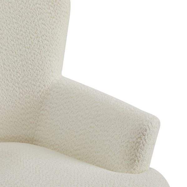 Gdf Studio Lyrae Modern Birch Upholstered Club Chair With Ottoman Off-White