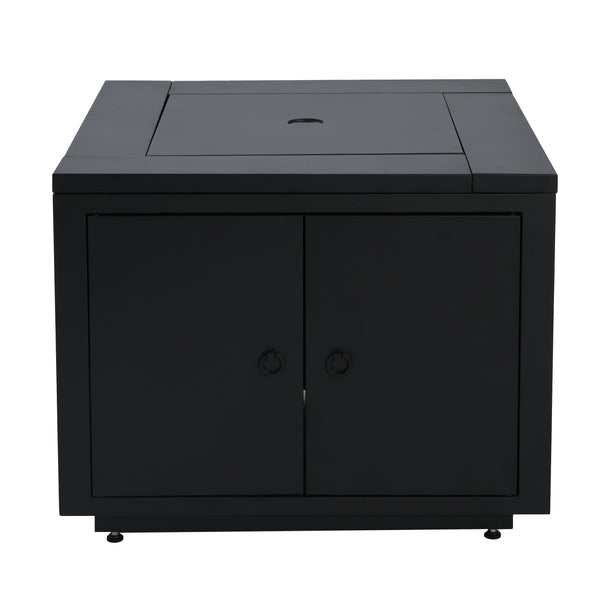 Gdf Studio Lysoriel 30inch Square Galvanized Steel Fire Pit Table Black 40000BTU