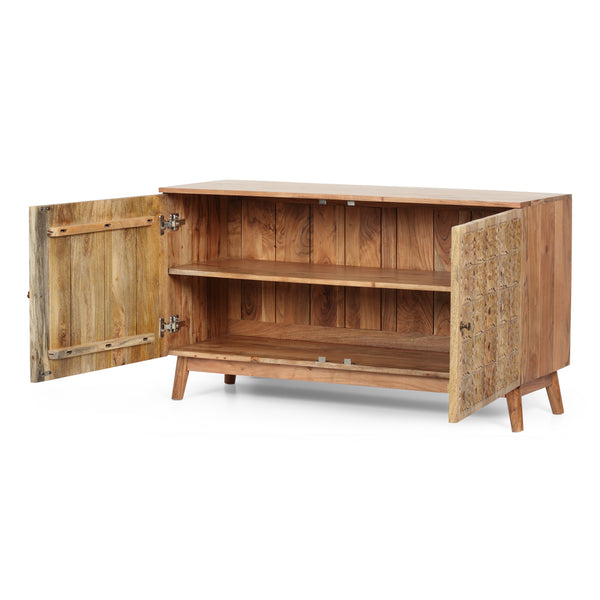 Gdf Studio Lytle Handcrafted Boho Acacia Wood 2 Door Cabinet Natural