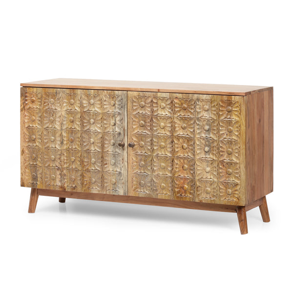 gdf studio Lytle Handcrafted Boho Acacia Wood 2 Door Cabinet Natural