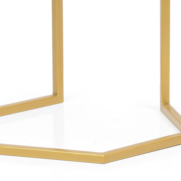 Gdf Studio Mableton Boho Glam Handcrafted Hexagon C-Shaped Nesting Tables (Set Of 3)