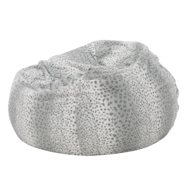 gdf studio Macedonia Modern Glam 3 Ft Silver Dusk Faux Fur Bean Bag