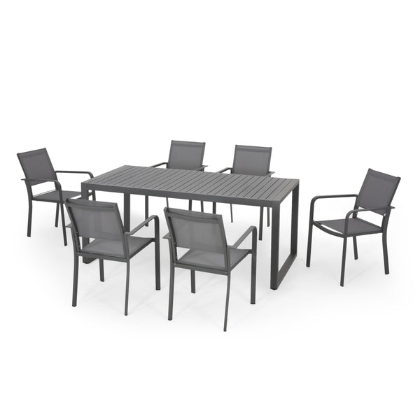 gdf studio Maddi Outdoor 6 Seater Aluminum Dining Set