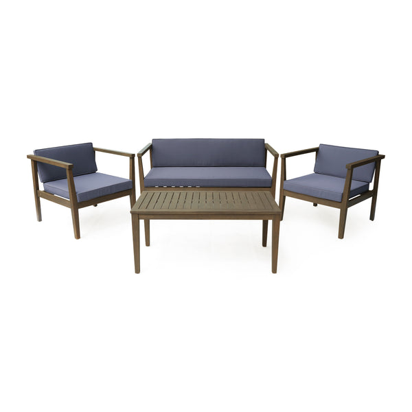 gdf studio Maddox Outdoor 4-Seater Acacia Wood Chat Set with Coffee Table