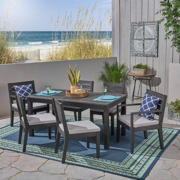 Gdf Studio Maddox Outdoor 6-Seater Acacia Wood Expandable Dining Set