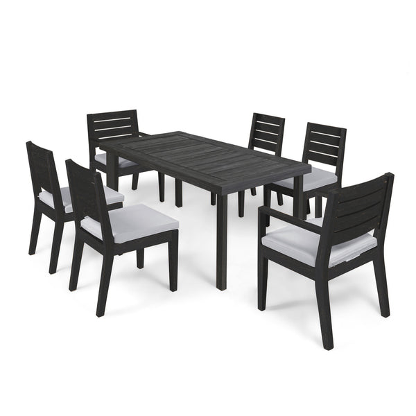 gdf studio Maddox Outdoor 6-Seater Acacia Wood Expandable Dining Set