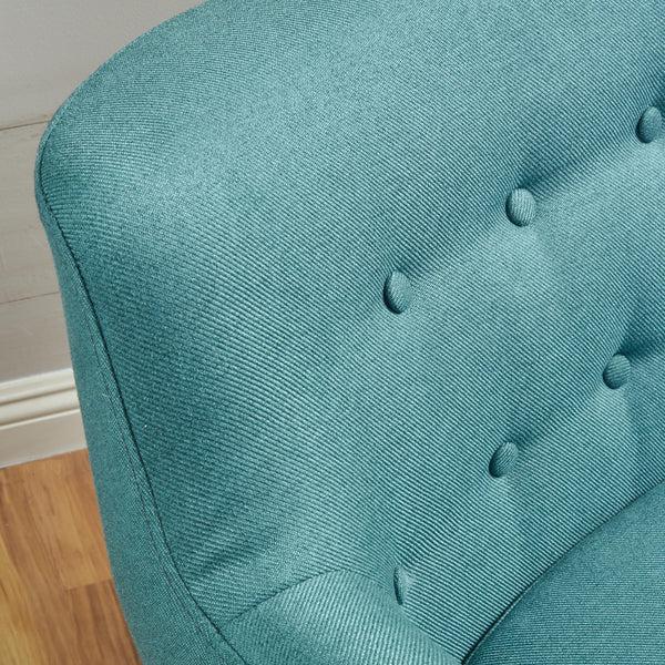 Gdf Studio Madeira Buttoned Mid Century Modern Dark Teal Fabric Club Chair
