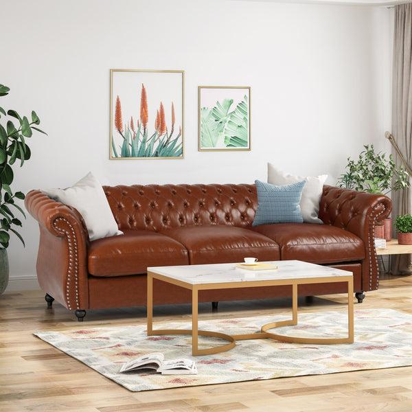 Gdf Studio Madelena Chesterfield Tufted Sofa With Scroll Arms