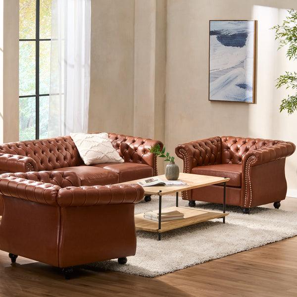 Gdf Studio Madelena Traditional Chesterfield 3 Piece Living Room Set