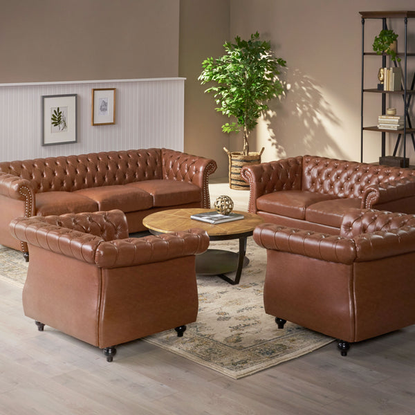 Gdf Studio Madelena Traditional Chesterfield 4 Piece Living Room Set
