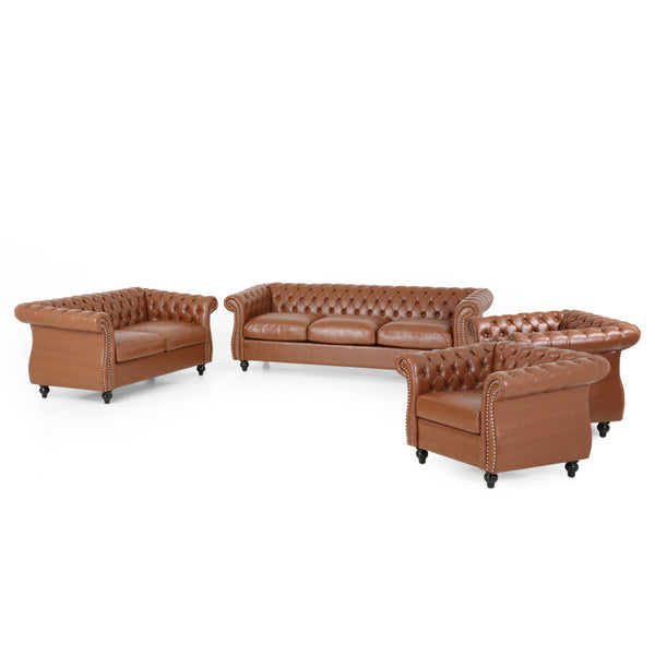 gdf studio Madelena Traditional Chesterfield 4 Piece Living Room Set