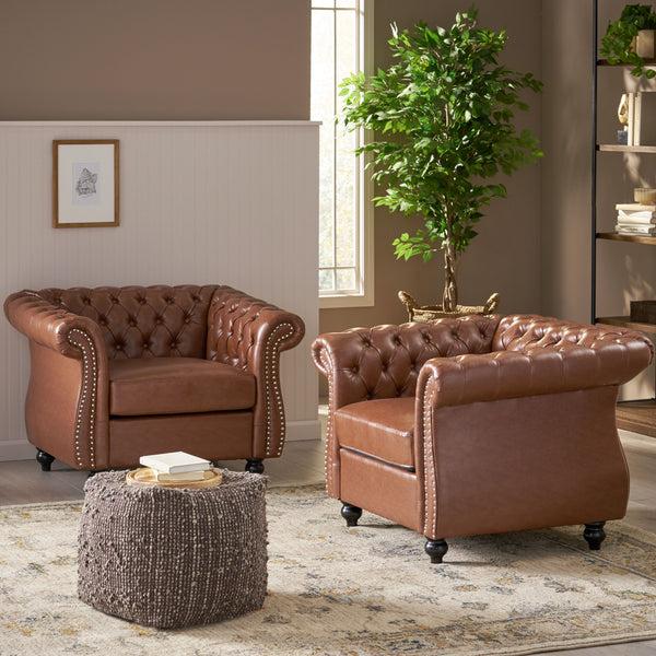 Gdf Studio Madelena Traditional Chesterfield Club Chairs (Set Of 2)