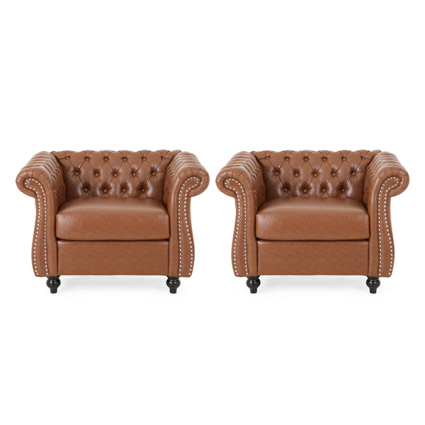 gdf studio Madelena Traditional Chesterfield Club Chairs (Set of 2)