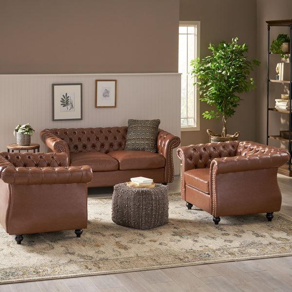 Gdf Studio Madelena Traditional Chesterfield Loveseat And Club Chair Set