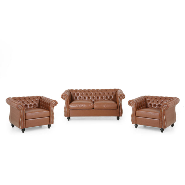 gdf studio Madelena Traditional Chesterfield Loveseat and Club Chair Set