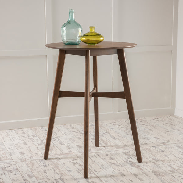 Gdf Studio Madeline Mid-Century Modern Circular Wood Bar Table With Tapered Legs