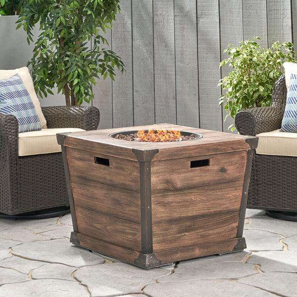 Gdf Studio Madge Outdoor Brown 32 Inch Square Fire Pit - 40 000 BTU