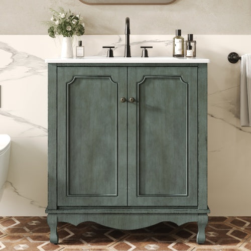 Gdf Studio Madhubanira Vintage Bathroom Vanity With Rectangle Ceramic Sink