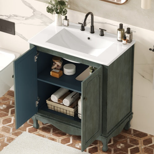 Gdf Studio Madhubanira Vintage Bathroom Vanity With Rectangle Ceramic Sink